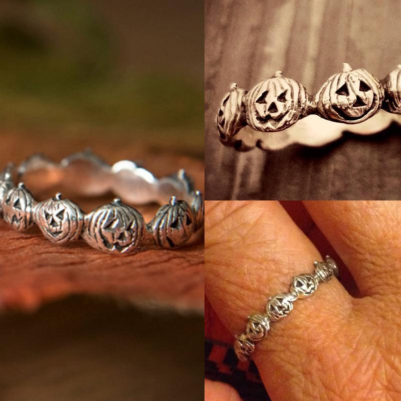 Græskarring Legeringsmetal | Justerbar Pasform Ring | Halloween Inspireret Design Til Temafester & Cosplay | Vanero