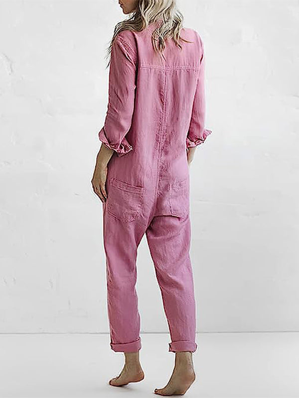 Dame Jumpsuit Bomuld | Relaxed Fit Jumpsuit | Multi-Lomme Design til Hverdagsbrug & Fritidsaktiviteter | Vanero