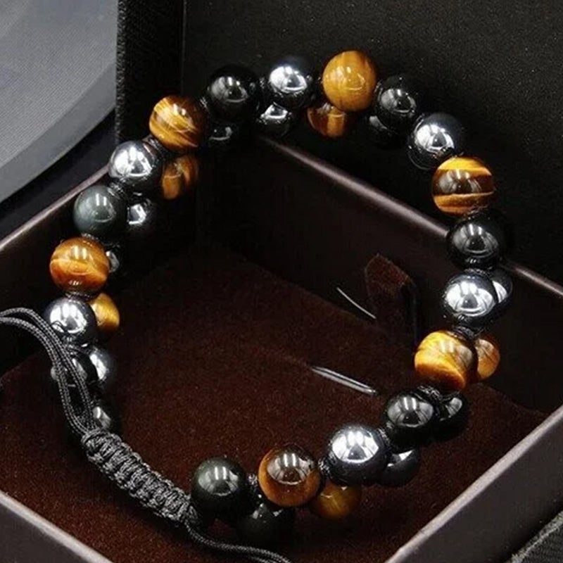 Tigerøje Armbånd Naturstensdesign | Justerbart Dobbeltlags Smykke | Til Hverdagsbrug & Særlige Anledninger | Vanero