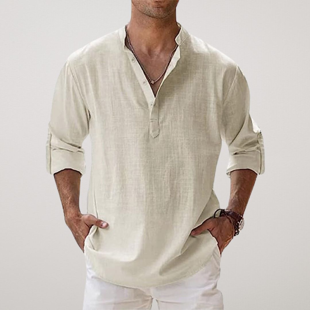 Milan | Stilfuld Knaplukket Henley Skjorte