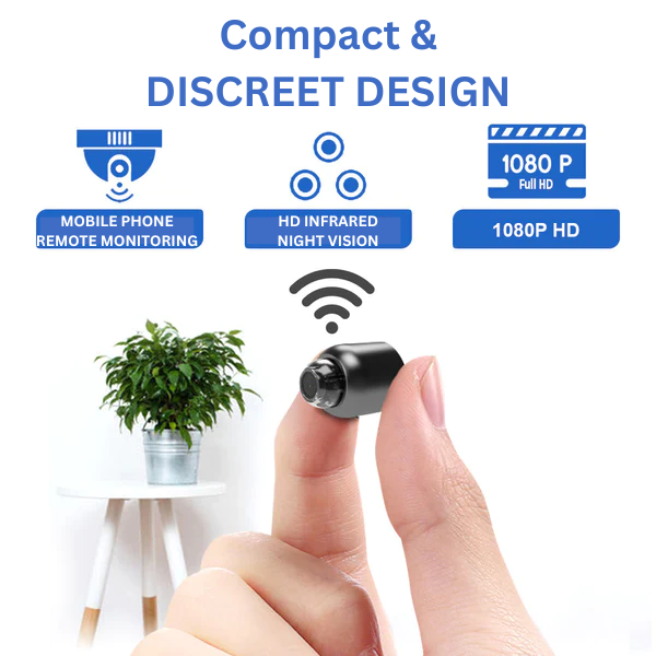 HD Mini WiFi Kamera Med 1080p Optagelse | 160 Graders Vidvinkel Transportabelt Design | Indendørs Overvågning & Fjernvisning | Vanero