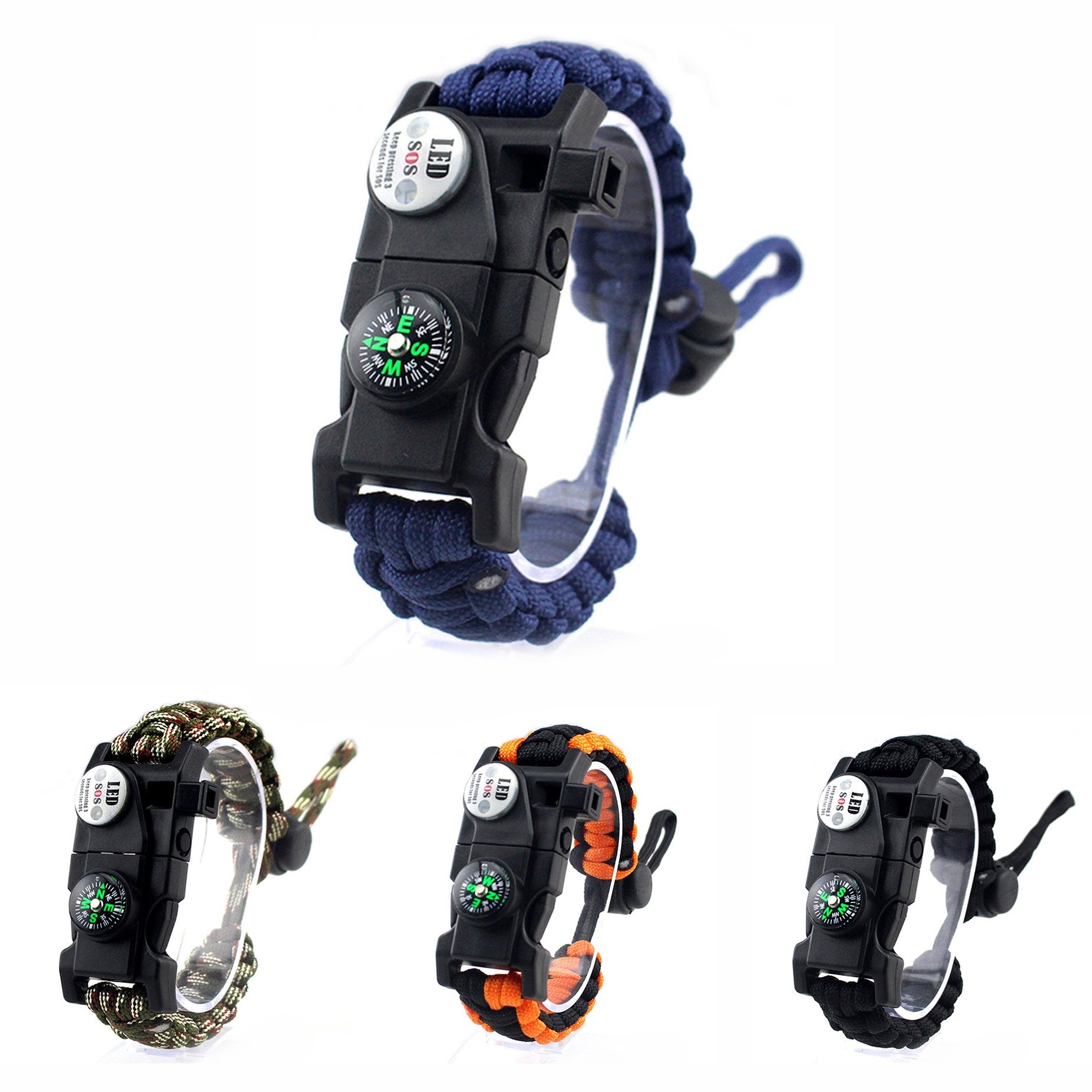 Survival Armbånd Paracord Outdoor Udstyr | Integreret Kompas Ildstarter Konstruktion | Camping Vandring Trekking & Beredskab Brug | Vanero