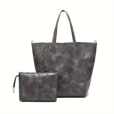 Rummelig Shopper Taske | Minimalistisk Design | Inkl. Clutch | Vanero