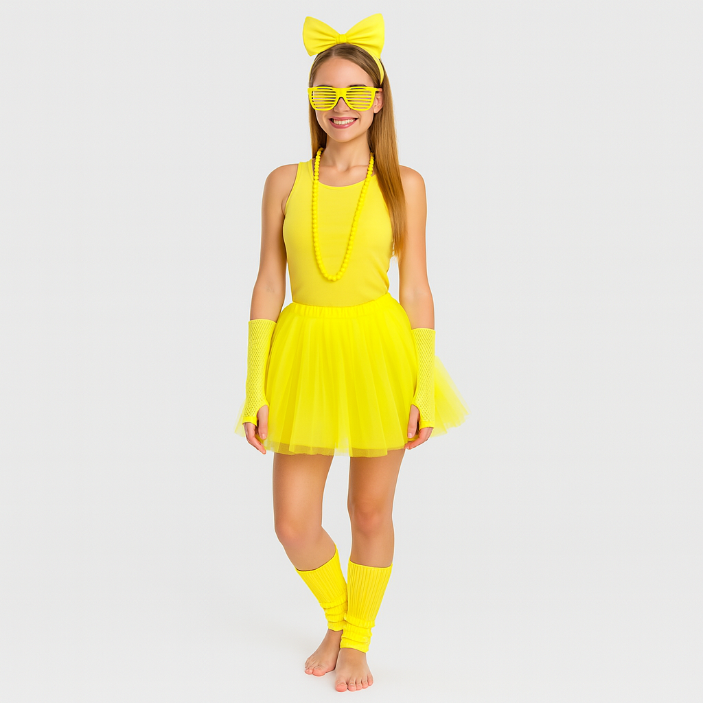 80'erne Damen kostumesæt – Retro 6-Delt Outfit til Fest og Halloween | Vanero