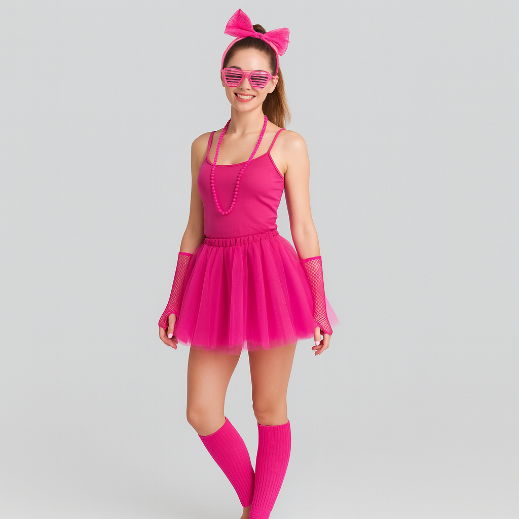 80'erne Damen kostumesæt – Retro 6-Delt Outfit til Fest og Halloween | Vanero