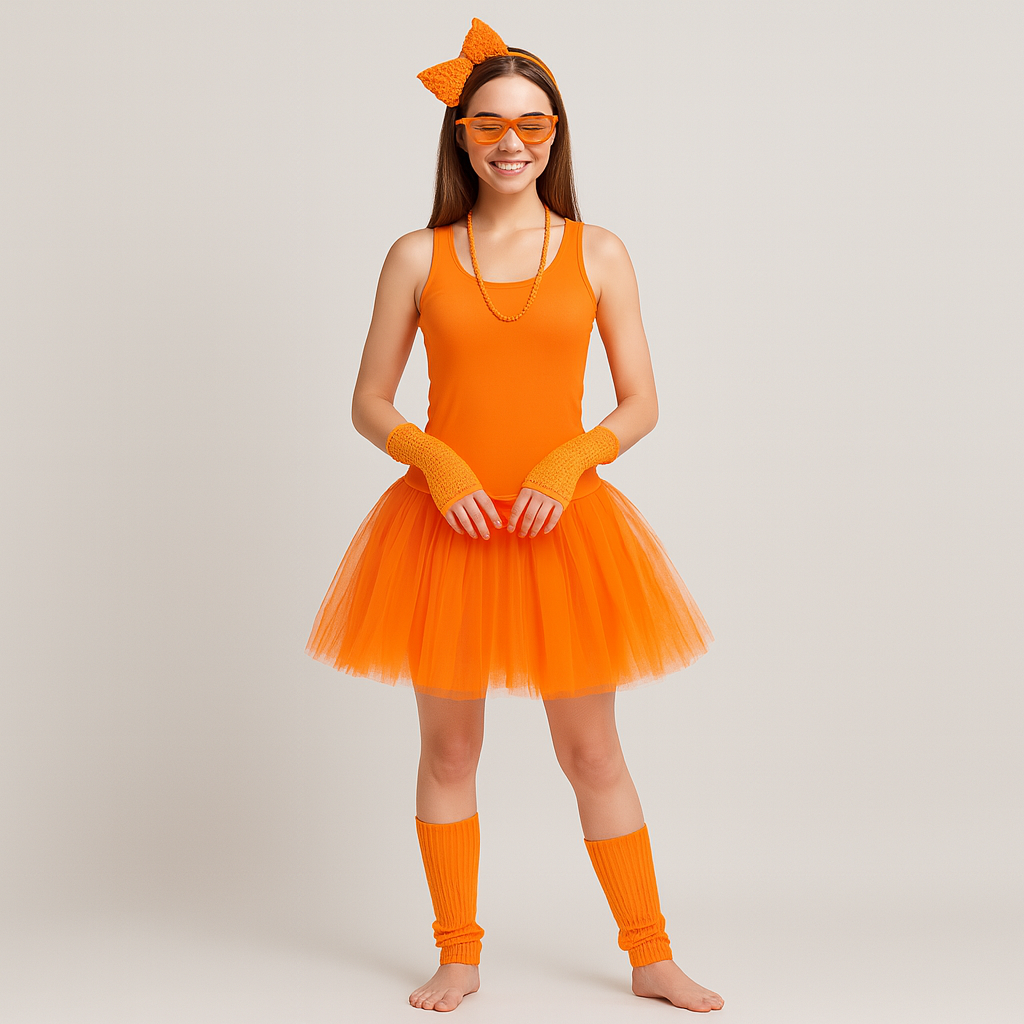 80'erne Damen kostumesæt – Retro 6-Delt Outfit til Fest og Halloween | Vanero