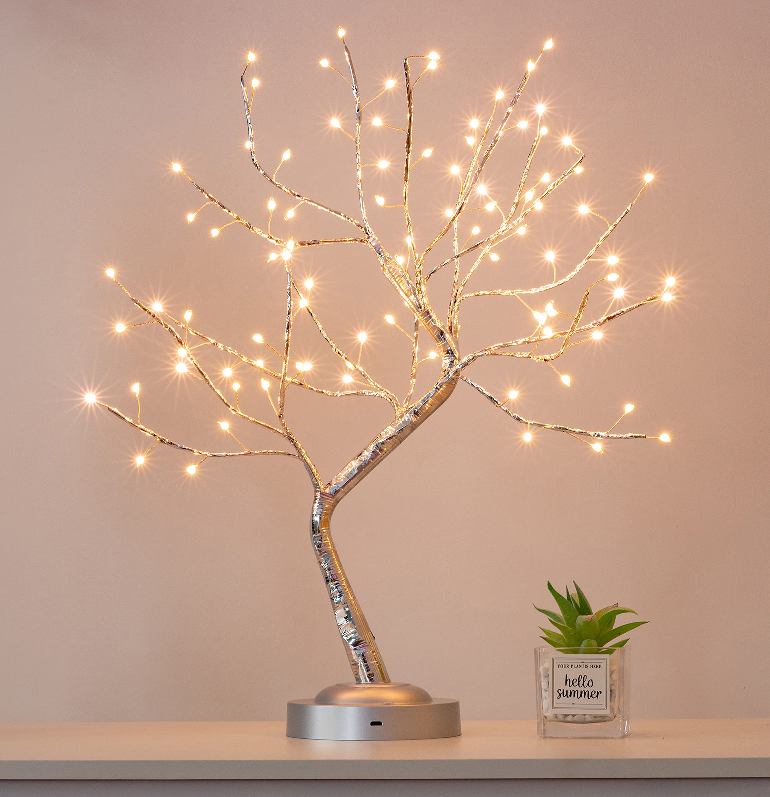 LEDBonsai Bordlampe | Bonsaitræ Lampe Med Varm LED Belysning | USB Eller Batteridrevet | Vanero