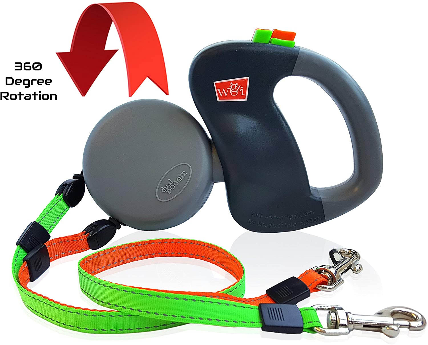 Dobbelt Indtrækbar Hundesnor Rivfast Nylon & ABS | Tangle-Fri Design med 360° Drejeled | Uafhængig Kontrol til To Hunde | Vanero