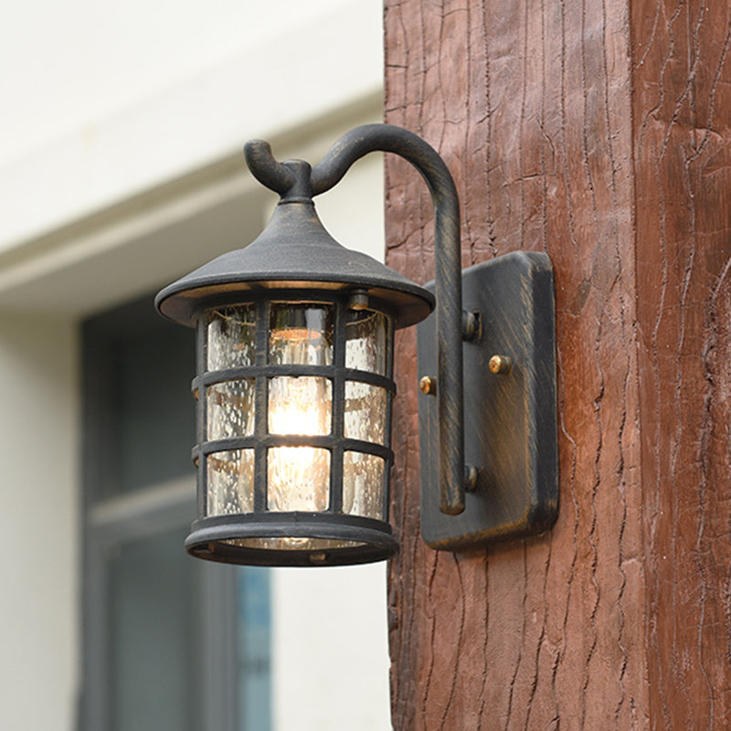 Udendørs Væglanterne Med Frøet Glas | Metalramme Konstruktion Med E26 E27 Kompatibilitet | Belysning Til Indgang Terrasse & Facade | Vanero