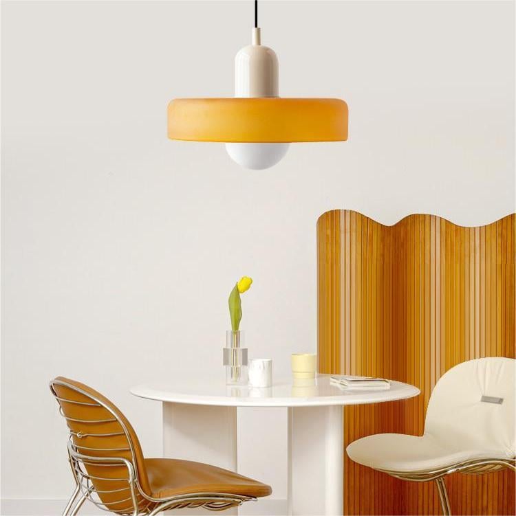 Bauhaus l Pendellampe af Farvet Glas l Vanero