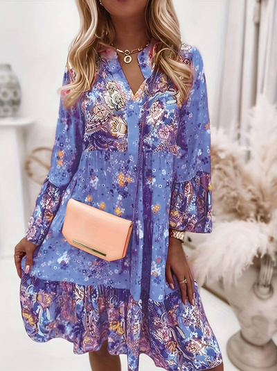 Gabriella | Stilfuld Boho Kjole med Blomsterprint l Vanero