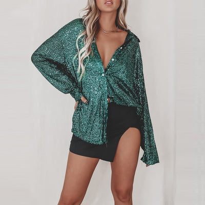 Caroline l Oversized pailletter med knapper l Vanero