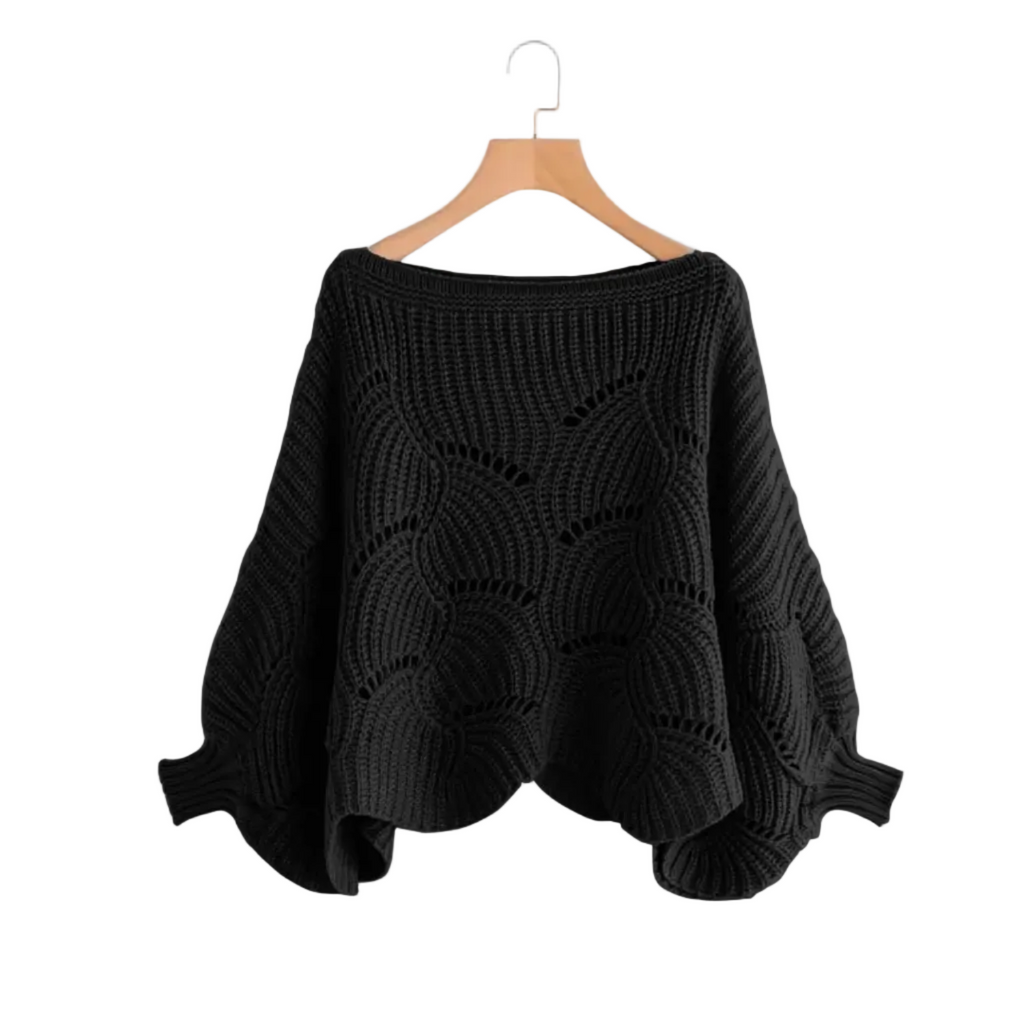 Dame Strikket Flagermusærmet Sweater | Løs Pasform & Brede Ærmer | Striktrøje Til Hverdagsbrug & Lag-På-Lag i Køligt Vejr | Vanero