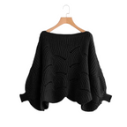 Dame Strikket Flagermusærmet Sweater | Løs Pasform & Brede Ærmer | Striktrøje Til Hverdagsbrug & Lag-På-Lag i Køligt Vejr | Vanero