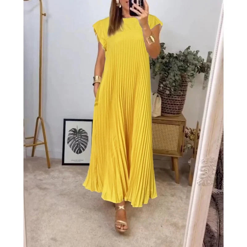 Lang Plisseret Kjole | Komfortabel & Tidløs Elegance | Vanero