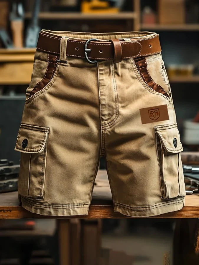 Petrus l Slidstærke Cargo Shorts med Læderdetaljer l Vanero