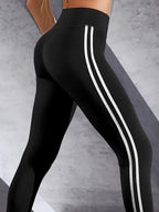 Ivy Elastisk Tekstilmateriale | Slim Fit Yoga Bukser | Højtaljet Design Med Sidelinjer til Træning & Hverdagsbrug | Vanero