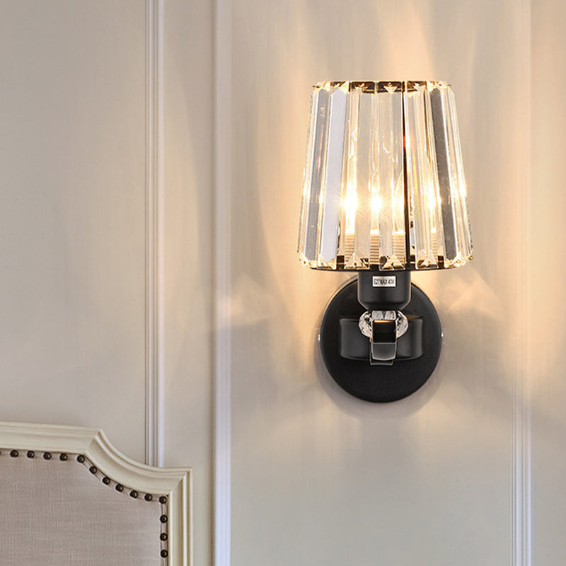 Væglampe Med Krystalblok Elementer | Metalramme Design Med E26 E27 Kompatibilitet | Indendørs Belysning Til Stuer Og Entréer | Vanero