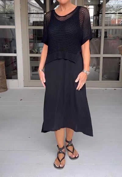 LaceFusion l kjole med seler og hul bluse i et sæt! l Vanero
