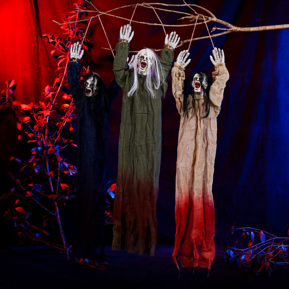 Halloween Hængende Spøgelsesdekoration | Spøgelsesophæng Med Langt Hår | Til Indendørs & Udendørs Brug | Vanero