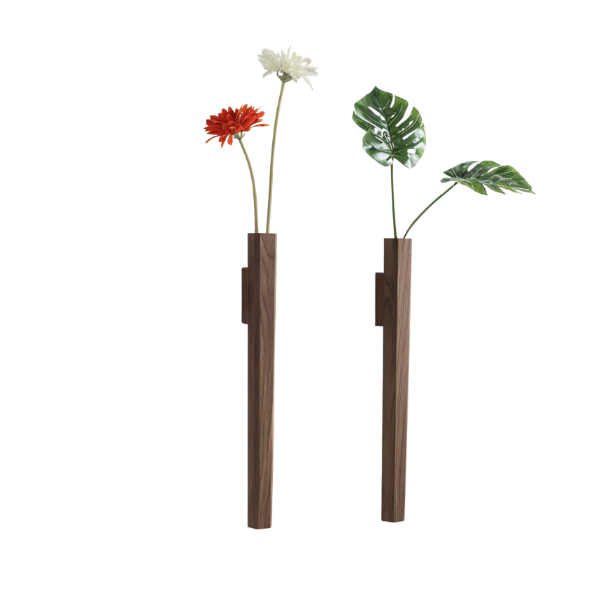 Vægvase Til Blomsterudstilling | Bøge & Valnøddetræ Konstruktion | Indendørs Blomsterarrangement & Vægdekoration | Vanero