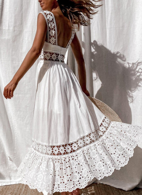 Broderet Anglaise-kjole | Ærmeløs | Sommerromantik l Vanero