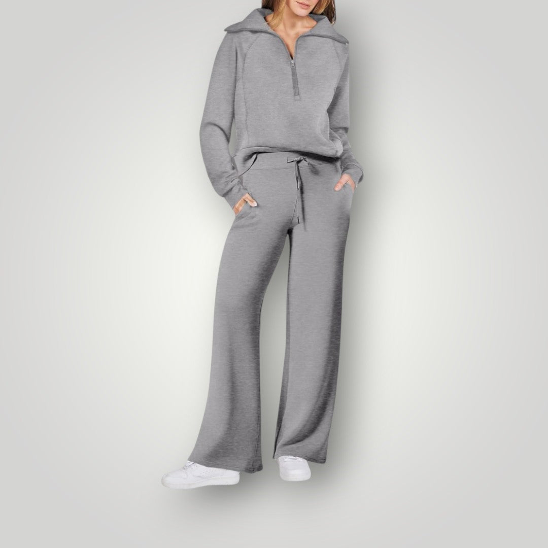 Eloise Bomuldsblanding | Afslappet Pasform Loungewear-Sæt | Todelt Design Med Elastisk Linning til Hjemmebrug & Daglig Brug | Vanero