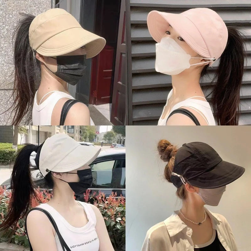 UV Solhat i Polyester & Mesh | Justerbar Pasform Sommerhat | Åben Top Med Bred Skygge til Udendørs Brug | Vanero