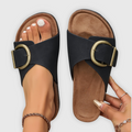 Damesandaler Læder | Justerbar Pasform Sommersandaler | Læderindersål med Gummisål til Hverdagsbrug & Sommer | Vanero