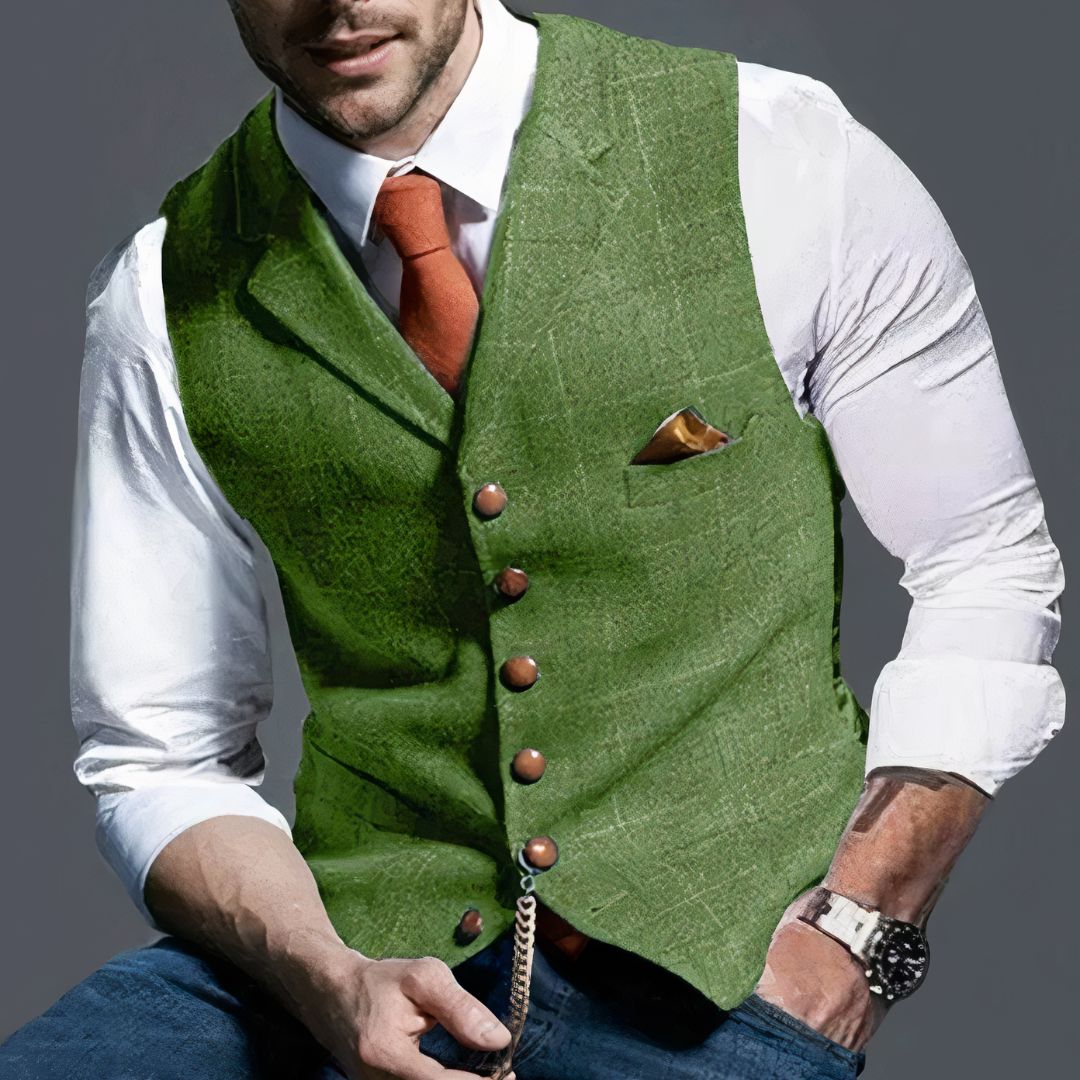 Levi l Klassisk tweed vest med kærv revers l Vanero