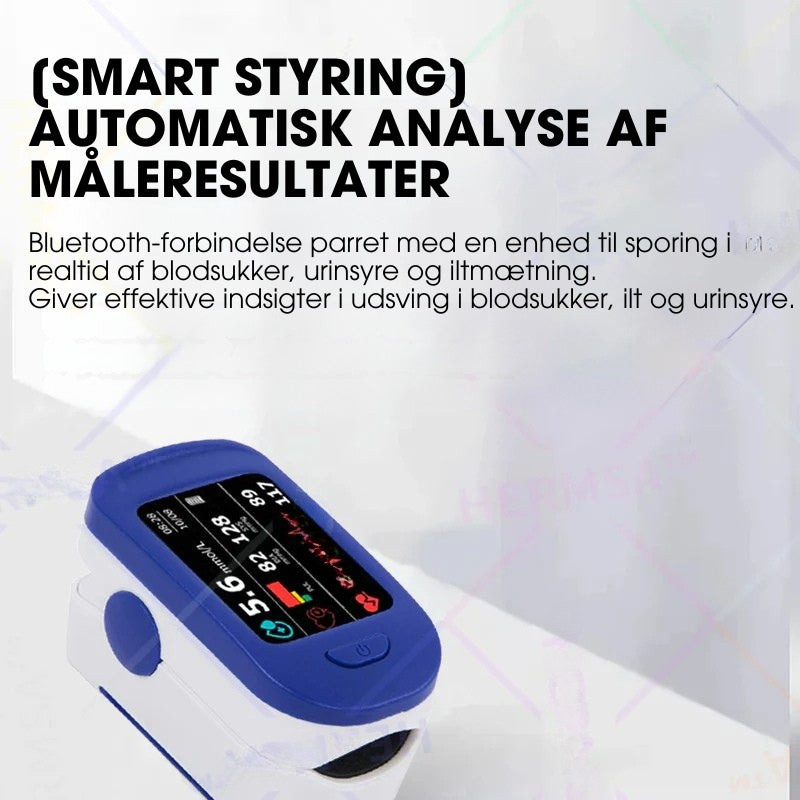 Fingertip Pulsoximeter | SpO₂- & Pulsmåling Med Display | Bærbar Én-Knaps Måleenhed | Vanero