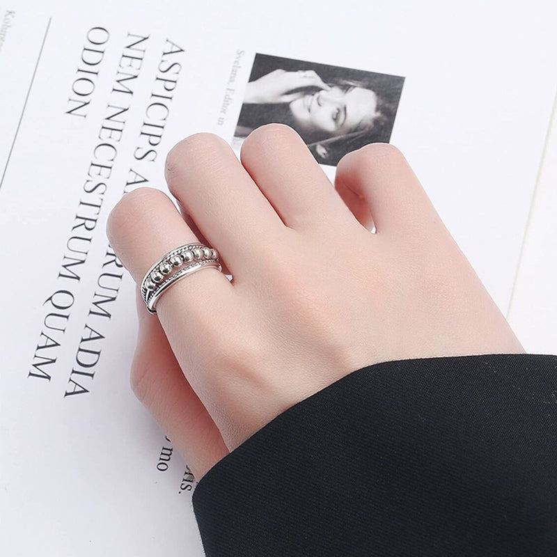 Snurrende Ring Rustfrit Stål Konstruktion | Justerbar Ring | Roterende Perledesign til Hverdagsbrug & Smykkestyling | Vanero