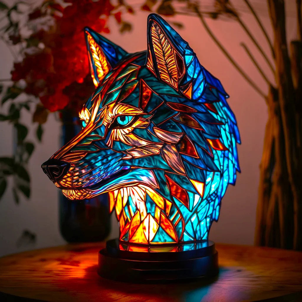 ARTWORK l Lampe med dyr i farvet glas l Vanero