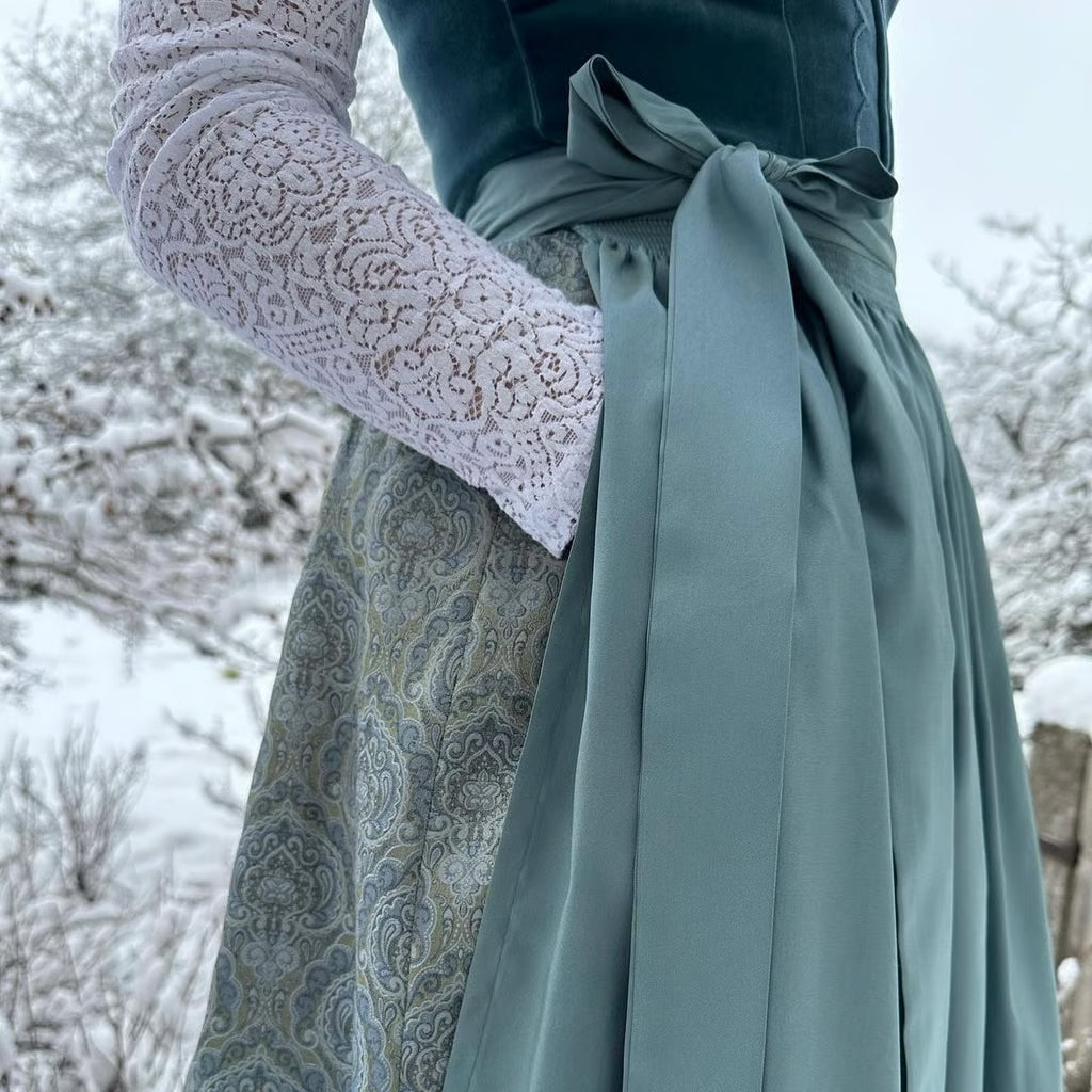 Dame Dirndl Kjole Bomuldsblanding | Almindelig Pasform Traditionel Kjole | Folkemønster Med Forklæde Til Festivaler & Arrangementer | Vanero