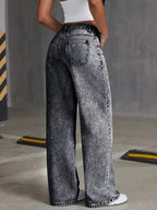 Dame Jeans Denimmateriale | Løs Pasform Baggy Jeans | Vintage-Vasket Design Til Hverdagsbrug & Casual Stil | Vanero