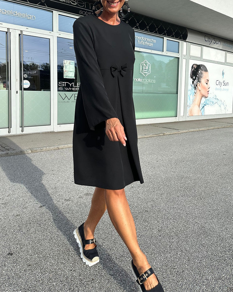 A-Formet Kjole Bomuldsblanding | Regular Fit Kjole | Sløjfe-Dekoration til Hverdagsbrug & Arrangementer | Vanero
