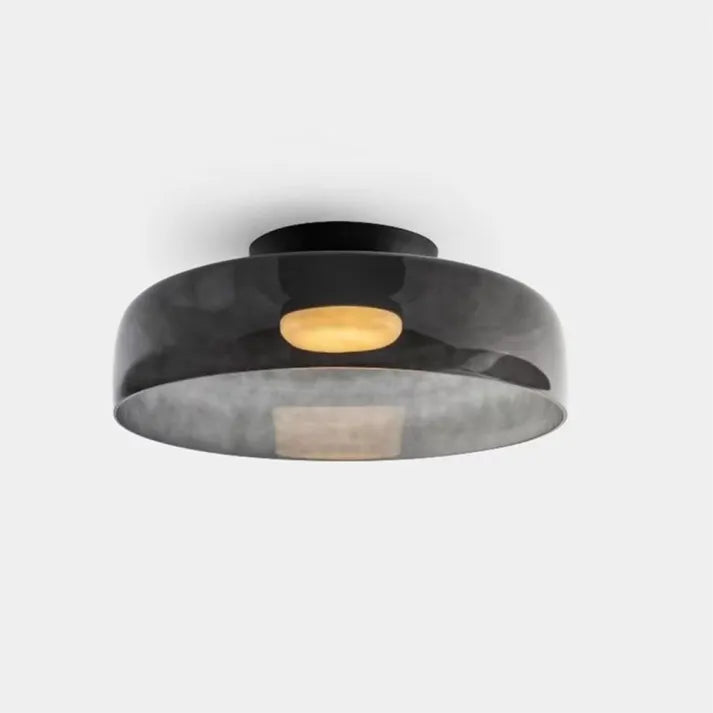 Glas Loftlampe Med Metalkonstruktion | E27 Loftbelysning Til Indendørs Brug | Fås I Ravglas Eller Klart Glas | Vanero