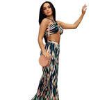 Todelt Strandsæt I Polyesterblanding | Asymmetrisk Crop Top & Maxi Nederdel | Sommerbrug Til Strand & Resort | Vanero