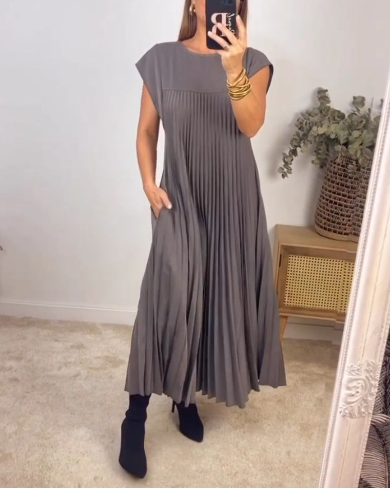Lang Plisseret Kjole | Komfortabel & Tidløs Elegance | Vanero