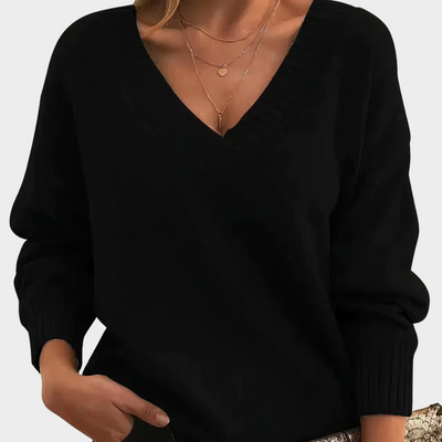 Stine | Oversized V-Hals Sweater Dame Komfortabel og Trendy | Vanero