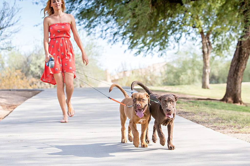 Dobbelt Indtrækbar Hundesnor Rivfast Nylon & ABS | Tangle-Fri Design med 360° Drejeled | Uafhængig Kontrol til To Hunde | Vanero