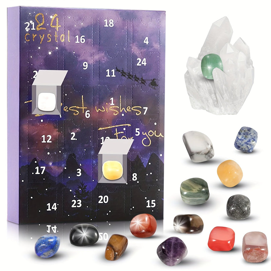 Adventskalender | 24 Naturkrystaller | Jule Nedtælling Sæsondekoration | Vanero