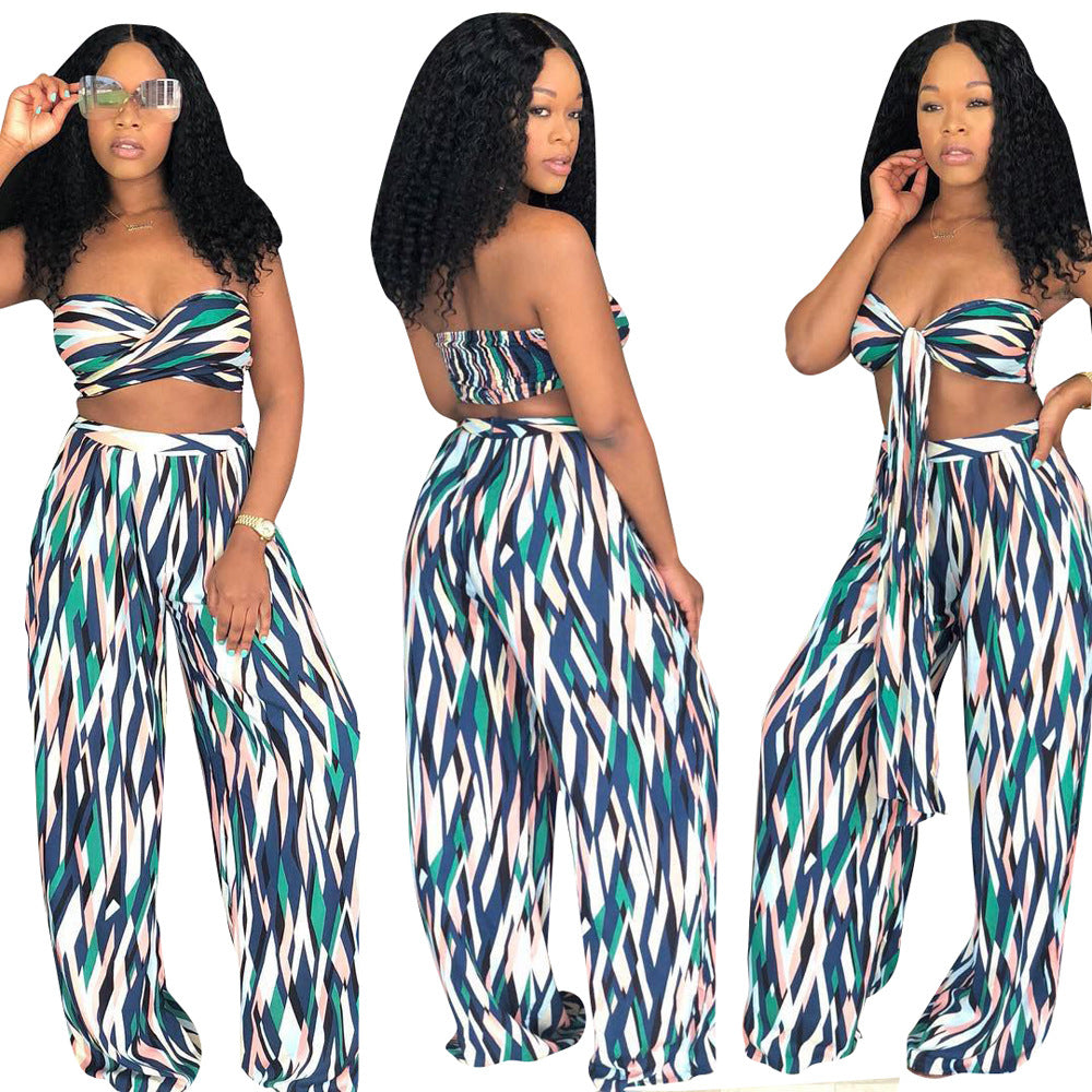 Todelt Strandsæt I Polyesterblanding | Asymmetrisk Crop Top & Maxi Nederdel | Sommerbrug Til Strand & Resort | Vanero
