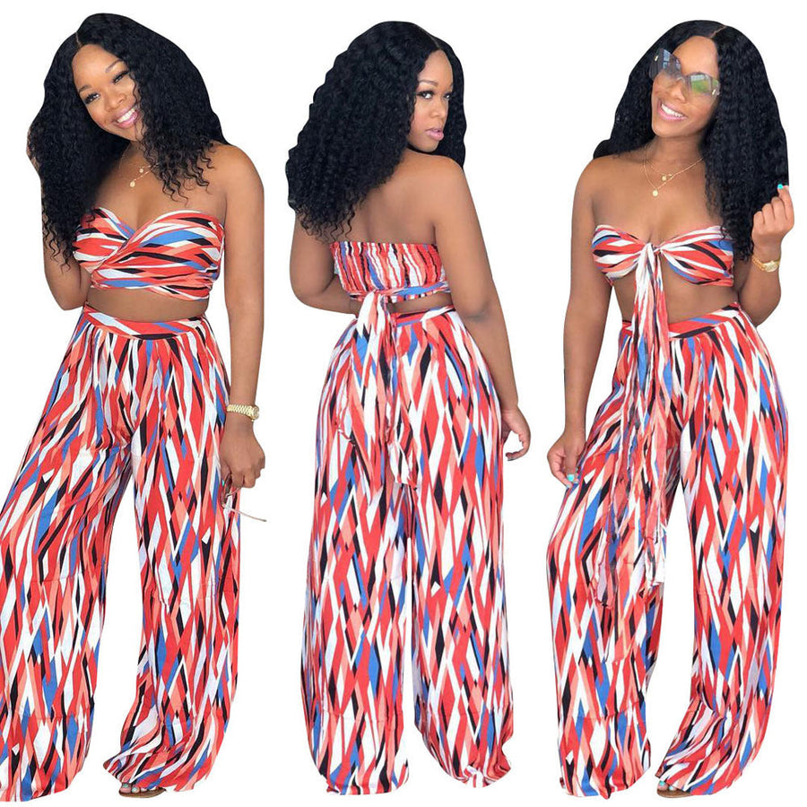 Todelt Strandsæt I Polyesterblanding | Asymmetrisk Crop Top & Maxi Nederdel | Sommerbrug Til Strand & Resort | Vanero
