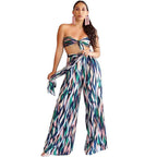 Todelt Strandsæt I Polyesterblanding | Asymmetrisk Crop Top & Maxi Nederdel | Sommerbrug Til Strand & Resort | Vanero