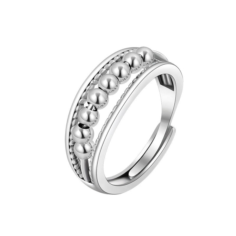 Snurrende Ring Rustfrit Stål Konstruktion | Justerbar Ring | Roterende Perledesign til Hverdagsbrug & Smykkestyling | Vanero