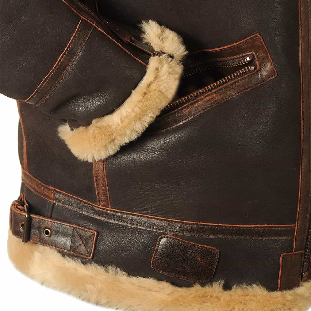 Felix Læderlook Materiale | Regular Fit Pilotjakke | Klassisk Pilotdesign til Kølige Temperaturer & Daglig Brug | Vanero