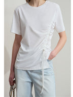 Dame V-Hals Bluse Polyesterblanding | Relaxed Fit Langærmet Top | Justerbar Snøring Til Hverdag & Arbejde | Vanero