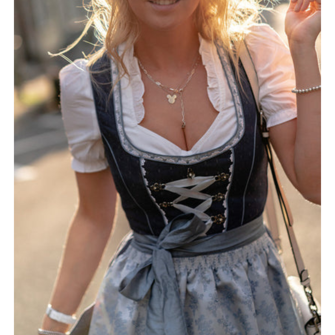 Dame Dirndl Kjole Bomuld | Almindelig Pasform Knælængde Kjole | Snøreliv Med Forklæde Til Festivaler & Kulturelle Arrangementer | Vanero