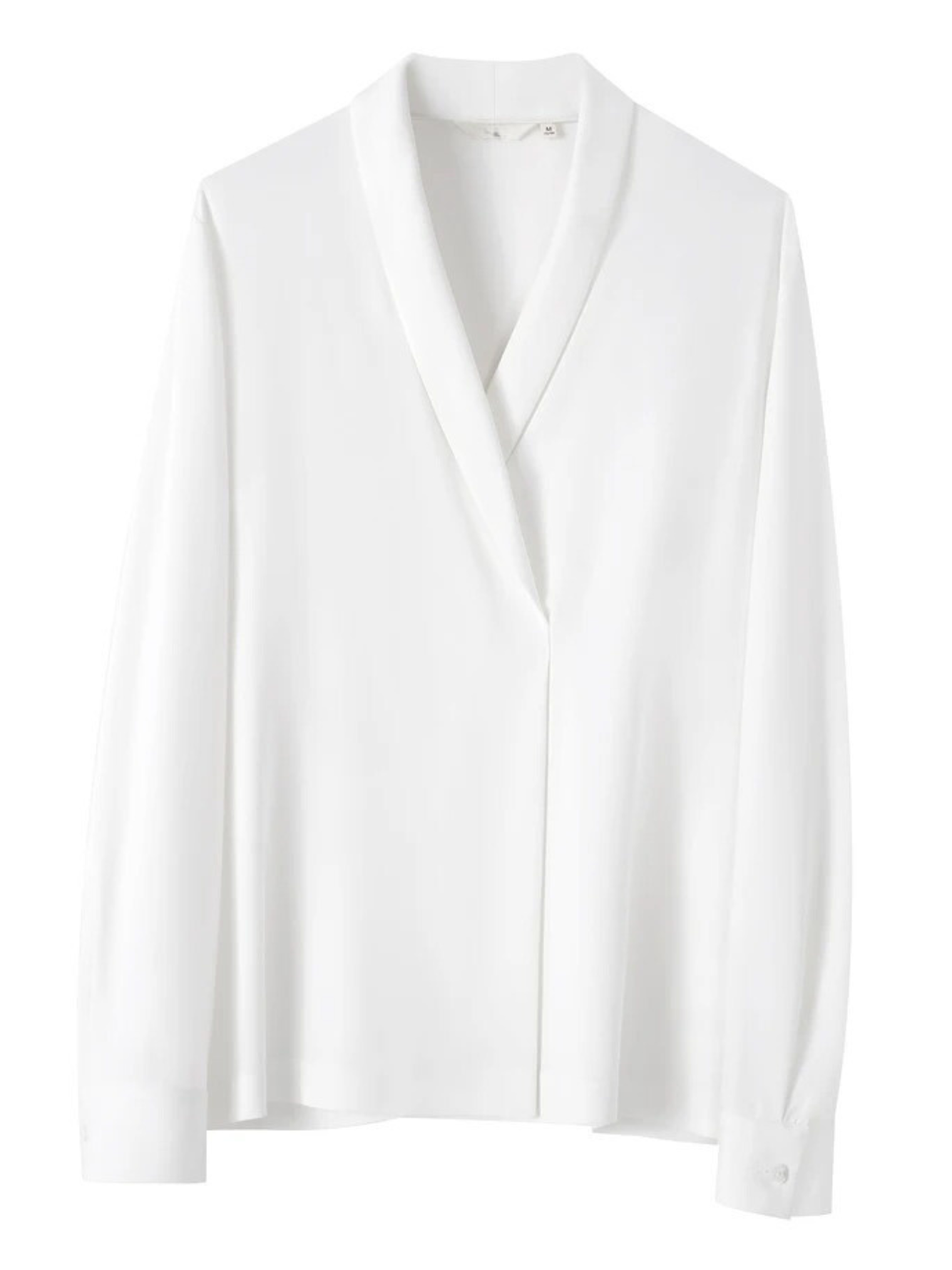 Asymmetrisk l chiffongbluse med jakkekrage l Vanero